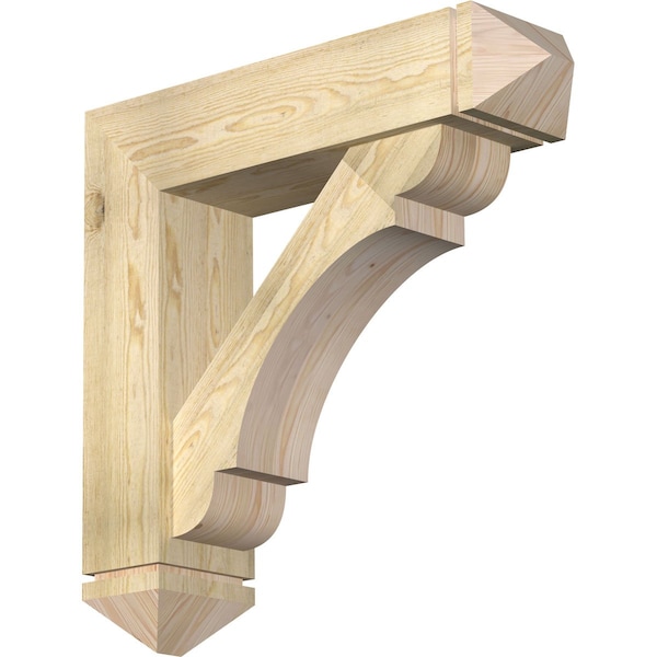 Ekena Millwork Olympic Arts and Crafts Rough Sawn Bracket w/ Offset Brace, Douglas Fir, 8"W x 32"D x 32"H BKT0806X32X32OLY03RDF - main